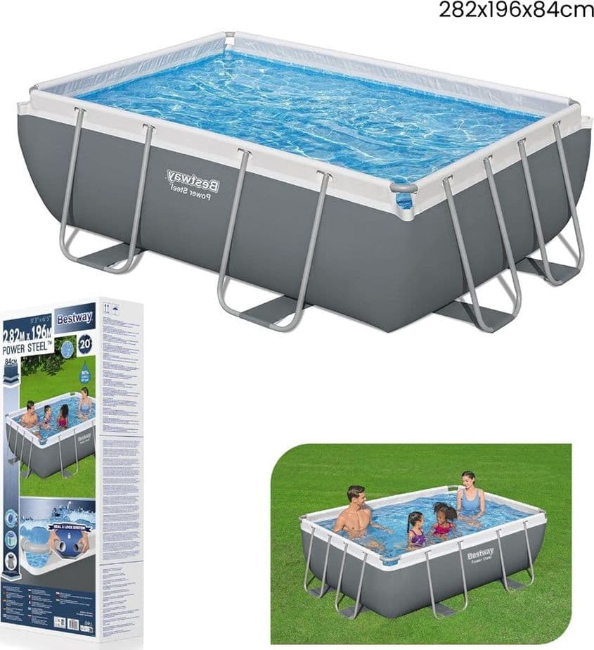 PISCINA FUORI TERRA RETTANGOLARE POWER STEEL 282X196X84CM POMPA FILTRAGGIO 56629 - 5