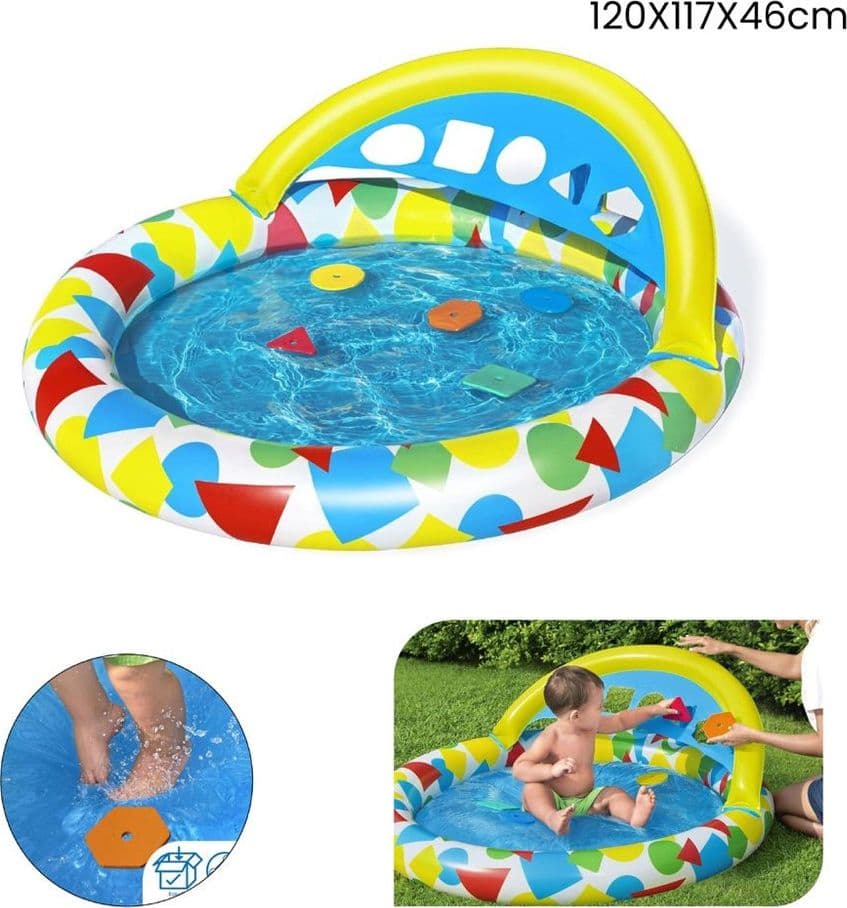 PISCINA GONFIABILE PER BAMBINI SPLASH & LEARN 120X117X46CM 5 FORME SCHIUMA 52378 - 16