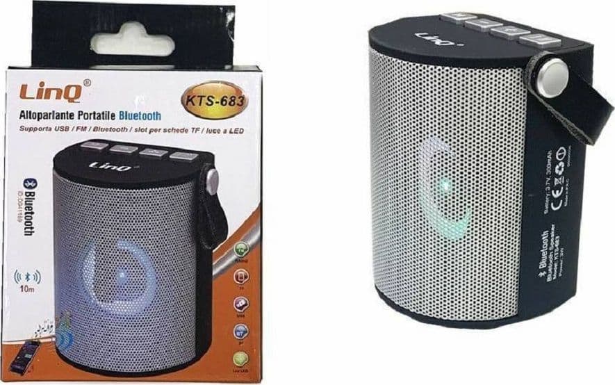 ALTOPARLANTE SPEAKER BLUETOOTH RADIO FM USB MICROSD LUCE A LED PORTATILE KTS-683 - 2