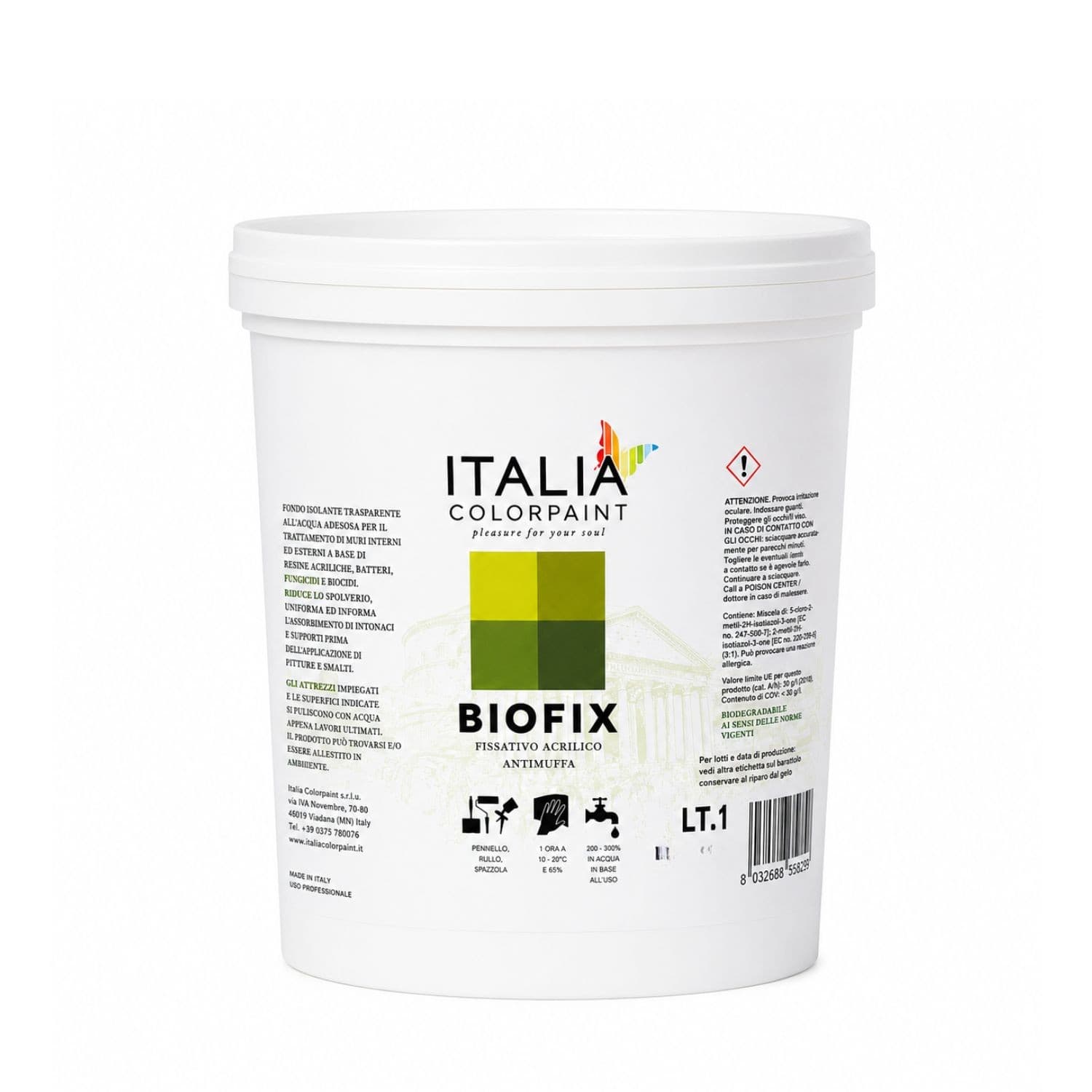 Italia Colorpaint Primer Biofix Fissativo Antimuffa Antialga Bonificante Pareti - 7