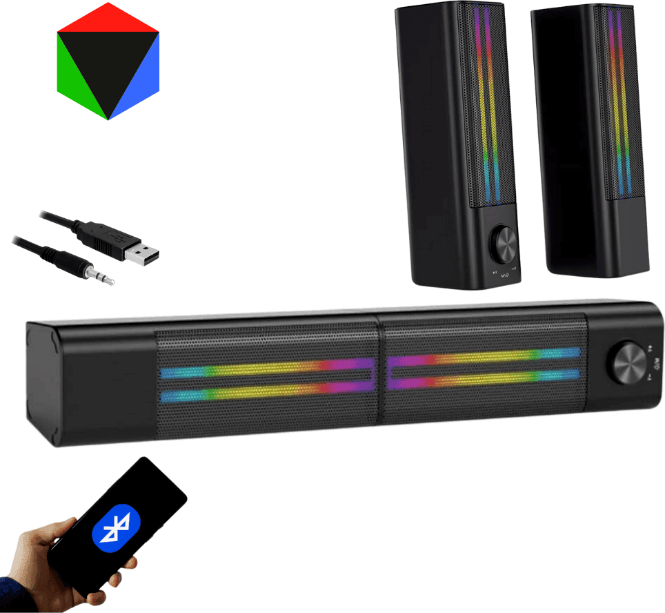 CASSE SOUNDBAR BARRA AUDIO USB 2.0 SPEAKER BLUTOOTH LED RGB HOME THEATRE PK6807 - 13
