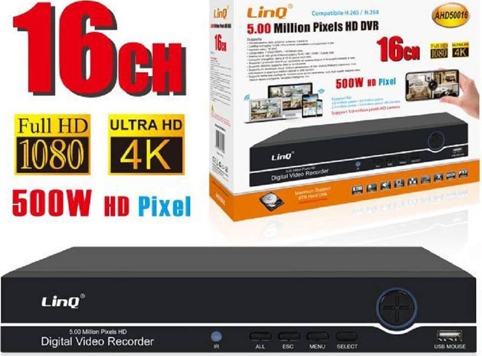 DVR DIGITAL VIDEO RECORDER 16 CANALI 5MPX AHD FULL HD 1080P 4K 500W AHD50016 - 2