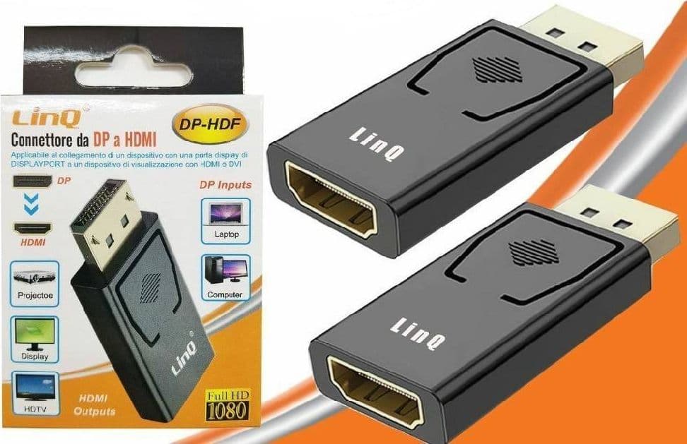 ADATTATORE CONVERTITORE CONNETTORE DP DISPLAYPORT MASCHIO A HDMI FEMMINA DP-HDF - 2