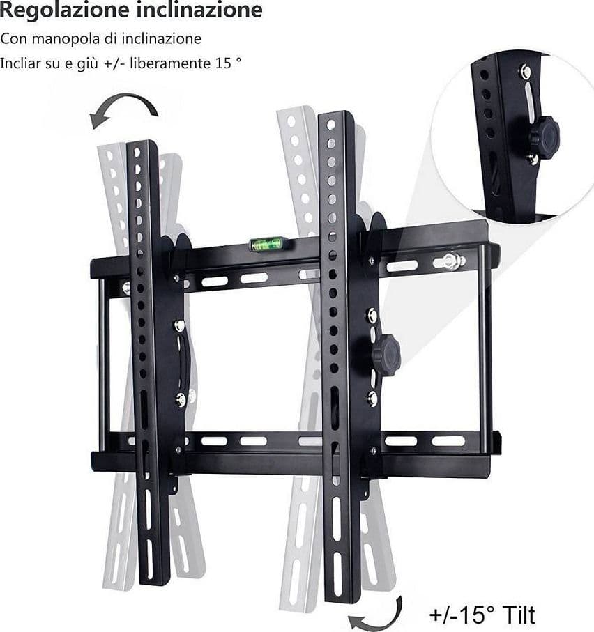 STAFFA PORTA TV A MURO PARETE SUPPORTO DA 30″ A 65″ FINO A 80KG LIVELLA LI-T011 - 2