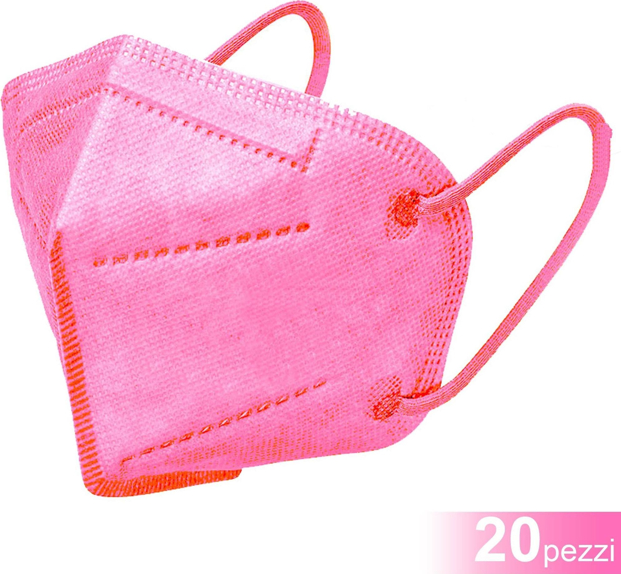 20 MASCHERINE PROTETTIVE FFP2 SENZA VALVOLA MASCHERINA MINI COLORE ROSA BAMBINE