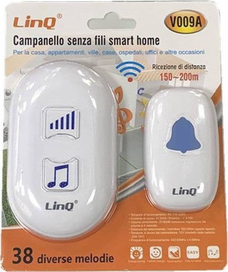 CAMPANELLO SENZA FILI CON RICEVITORE SMART HOME 200-300 METRI SPAZI APERTI V009A - 2