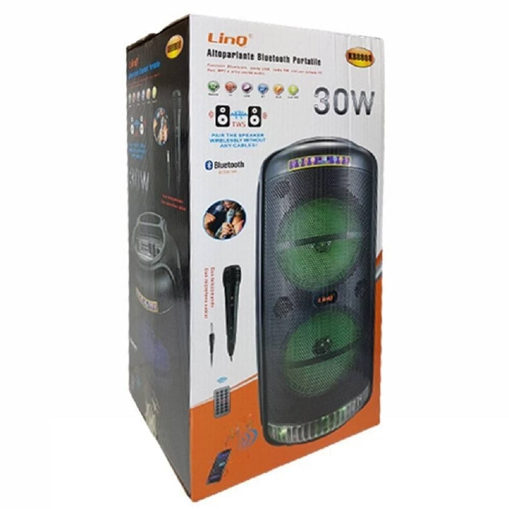 ALTOPARLANTE SPEAKER CASSA BLUETOOTH PORTATILE KB8808 30W MICROFONO TELECOMANDO - 5