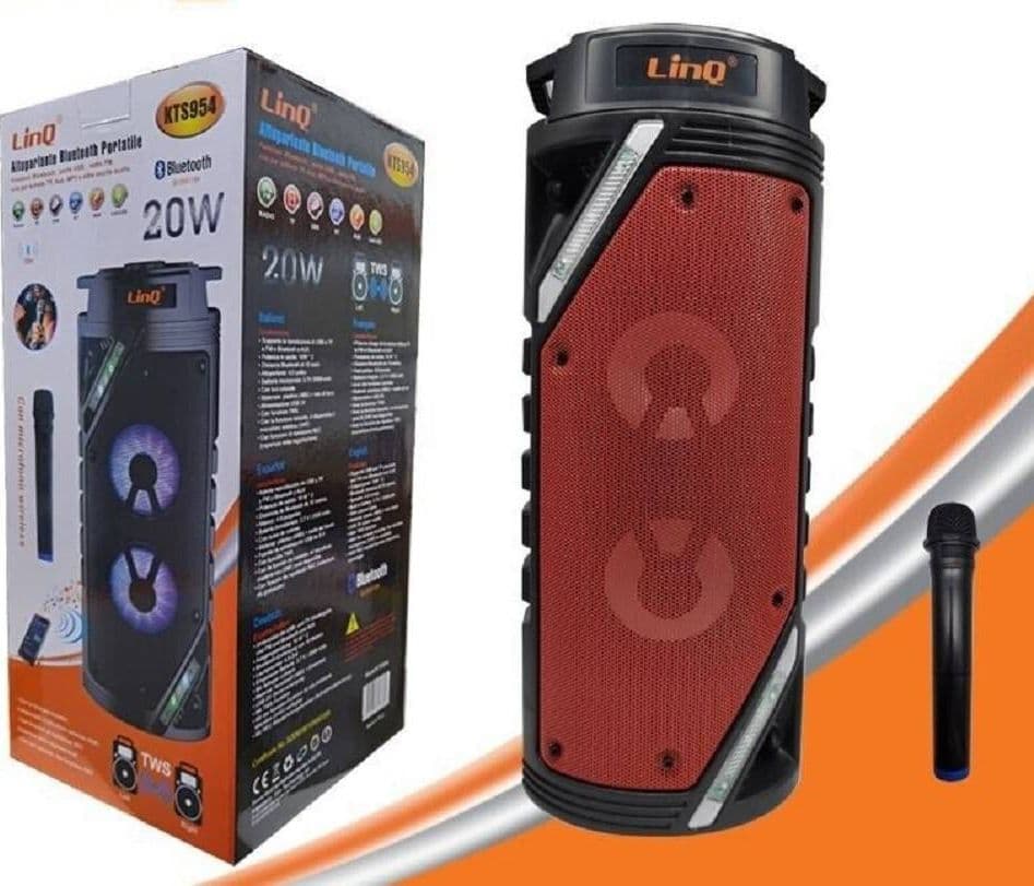 ALTOPARLANTE SPEAKER CASSA BLUETOOTH KTS954 20W MICROFONO WIRELESS USB PORTATILE - 2