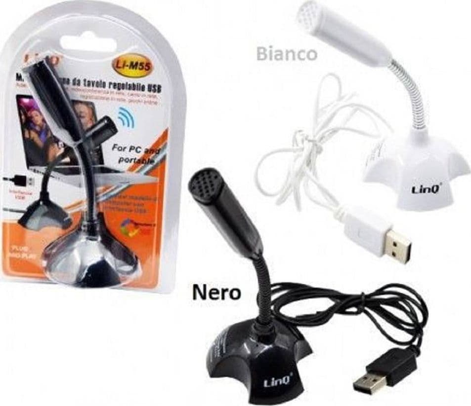 MINI MICROFONO CON BASE USB SKYPE PC NOTEBOOK LAPTOP KARAOKE REGOLABILE LI-M55
