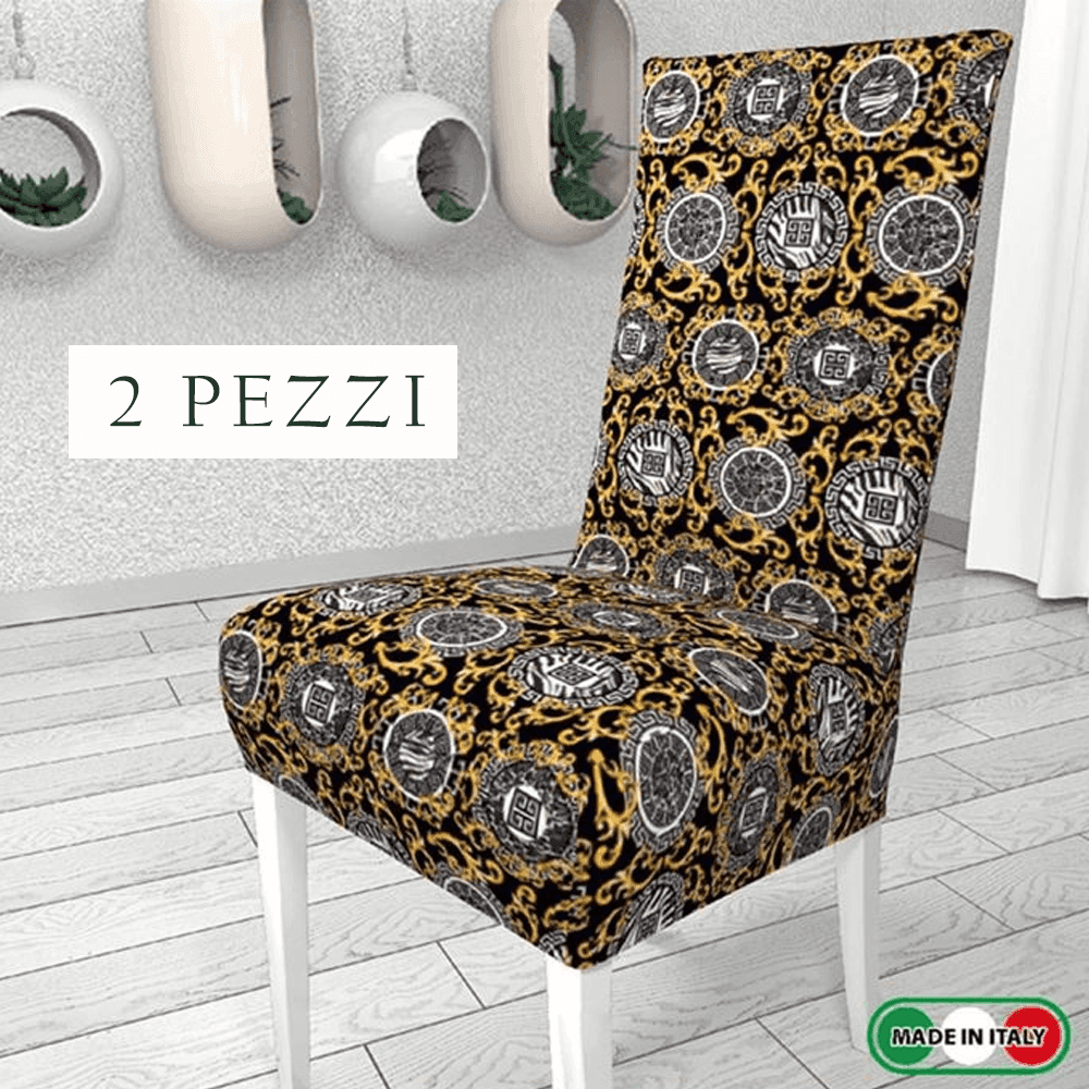2 PEZZI COPRISEDIA FODERA PER SEDIA E SCHIENALE FANTASIA IN STAMPA DIGITALE 3D - 2