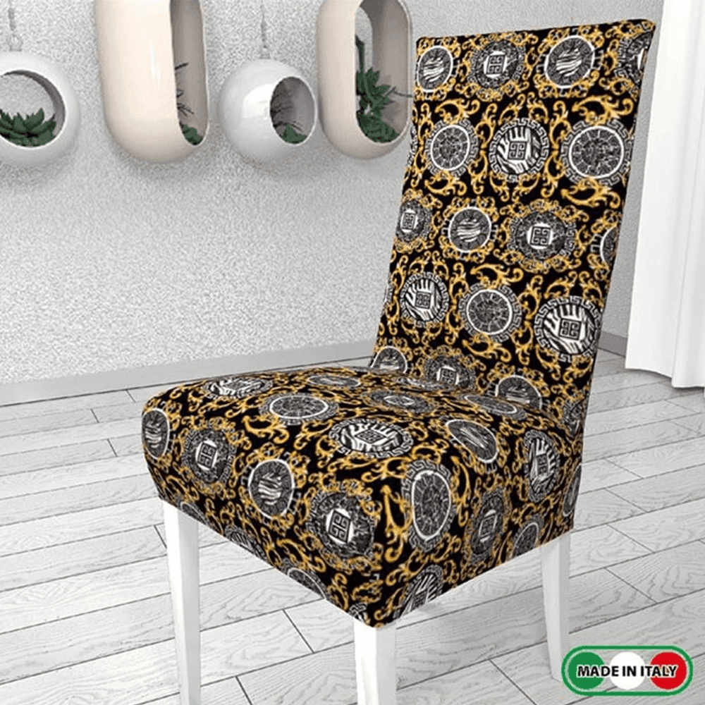 2 PEZZI COPRISEDIA FODERA PER SEDIA E SCHIENALE FANTASIA IN STAMPA DIGITALE 3D - 3