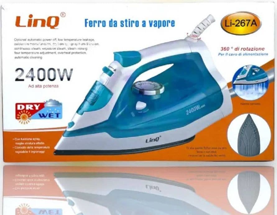 FERRO DA STIRO A VAPORE STEAM IRON 2400W 200ML LI-267A GETTO PIASTRA TEMPERATURA - 3