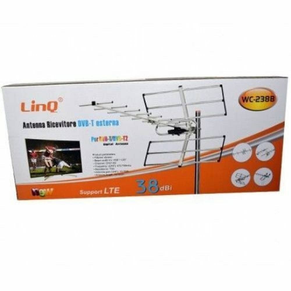 ANTENNA TV UHF DVB-T DVB-T2 DIGITALE ESTERNO AMPLIFICATA RICEVITORE 38DBI WC-238B - 2