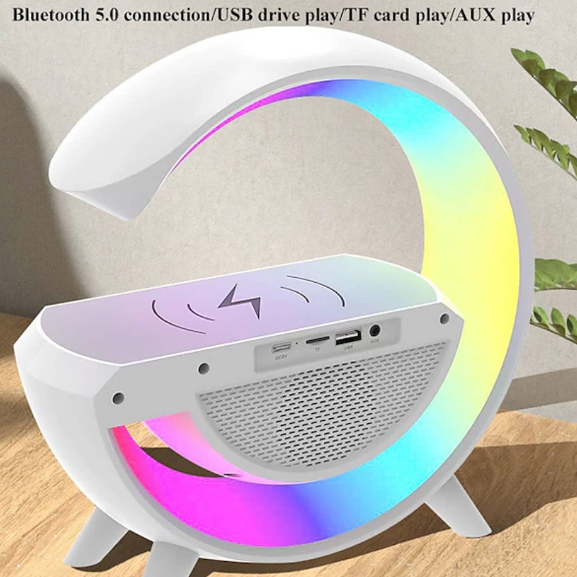 LAMPADA LED CARICABATTERIA WIRELESS CASSA FORMA G CON PROIETTORE CIELO STELLATO - 2