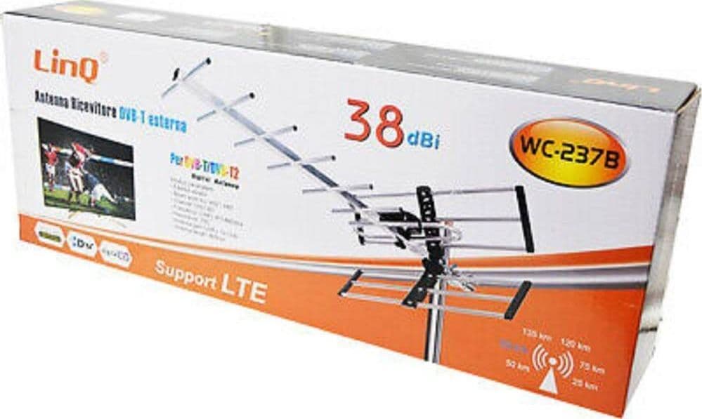 ANTENNA TV UHF DVB-T DVB-T2 DIGITALE ESTERNO AMPLIFICATA HDTV LTE 38DBI WC-237B - 5