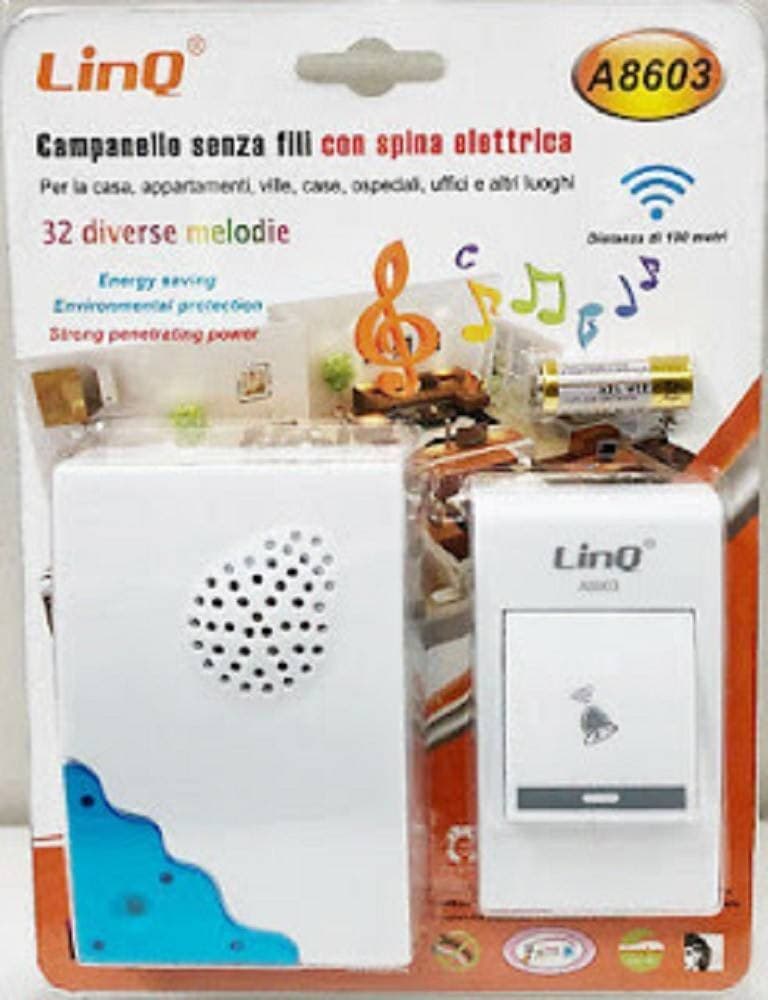 CAMPANELLO WIRELESS SPINA ELETTRICA SENZA FILI 32 MELODIE CASA A8603 DISTANZA 100MT - 3