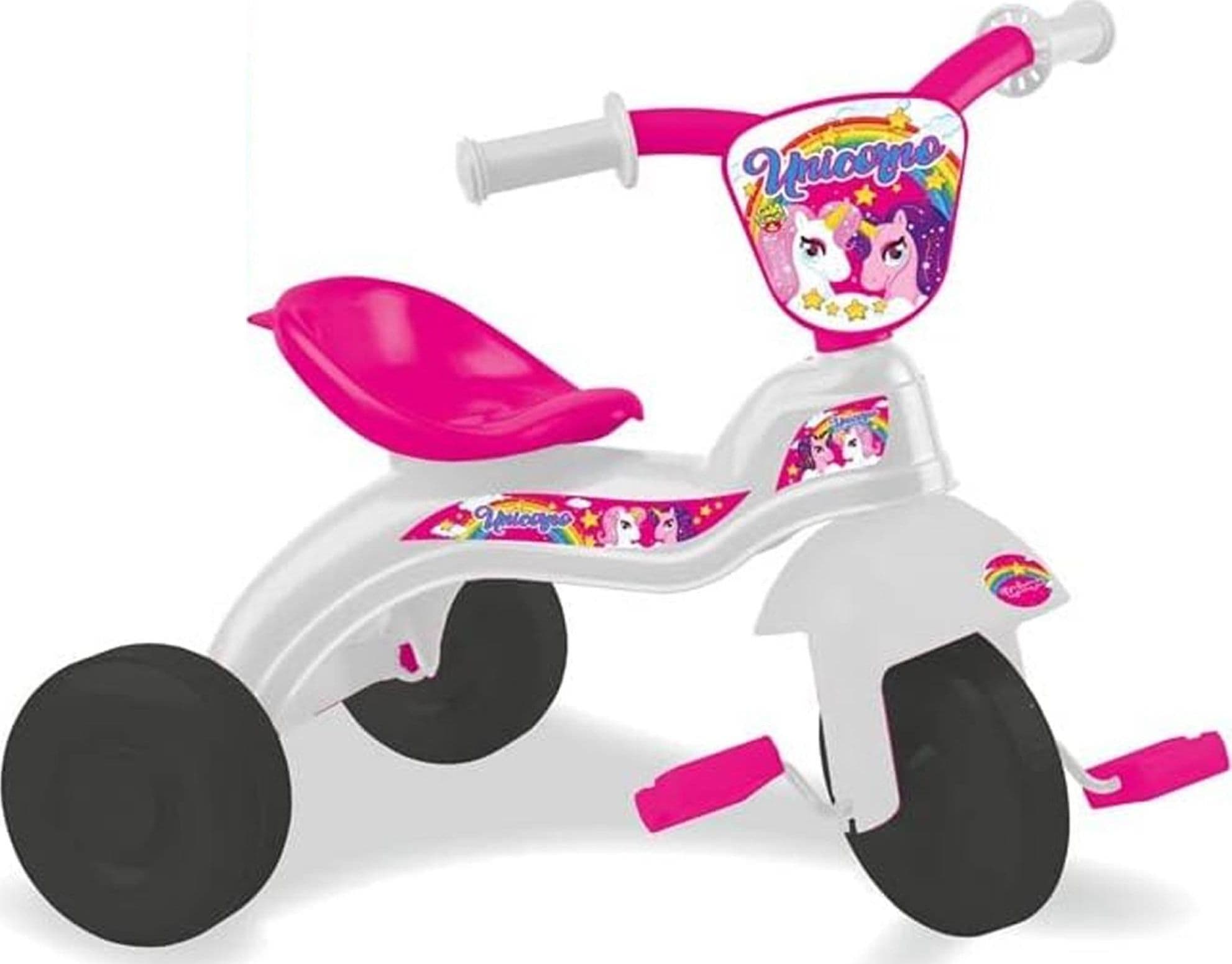 TRICICLO BICI SCOOTER 3 RUOTE CON PEDALI BAMBINA BABY UNICORNO BIANCO E ROSA - 2