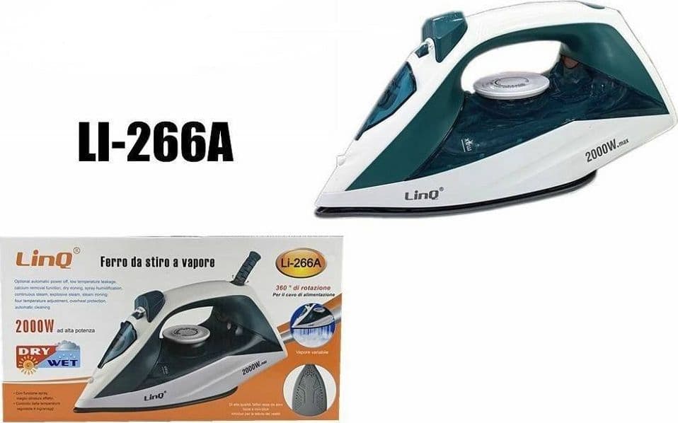 FERRO DA STIRO A VAPORE STEAM IRON 2000W 200ML LI-266A AUTOPULENTE IMPUGNATURA ERGONOMICA - 2
