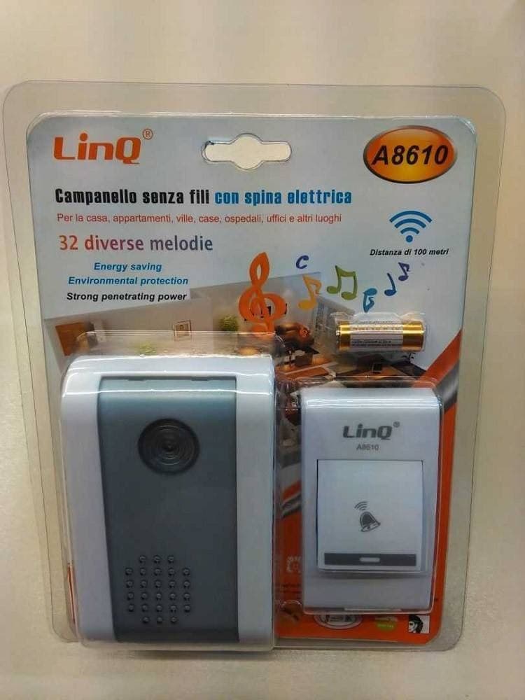 CAMPANELLO WIRELESS SPINA ELETTRICA RETE 220V SENZA FILI 32 MELODIE PORTA A8610 - 3