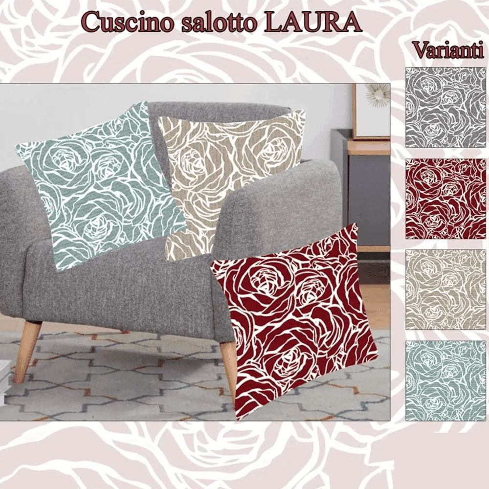 CUSCINI ARREDO FODERA CUSCINO DIVANO SALONE ZONA LIVING VARI COLORI LAURA 40X40