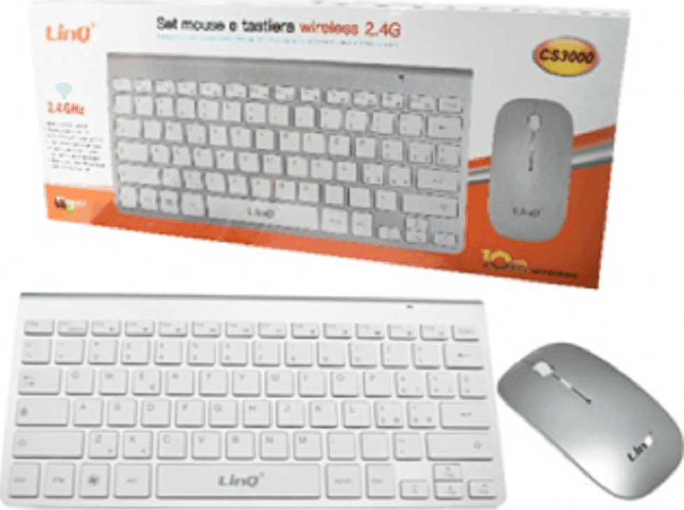 KIT TASTIERA + MOUSE SLIM SOTTILE WIRELESS 2.4GHZ FINO A 10 METRI COMPUTER CS3000 - 4