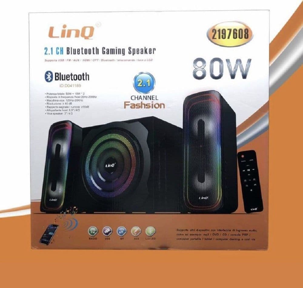 SISTEMA ALTOPARLANTI CASSE 2.1CH BLUETOOTH GAMING SPEAKER 80W TELECOMANDO 2197608 - 2