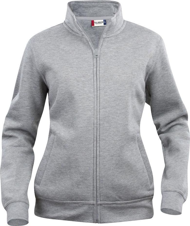 Felpa Basic Cardigan Grigio Melange Giacca in Felpa con Zip Intera e Tasche Donna - 2