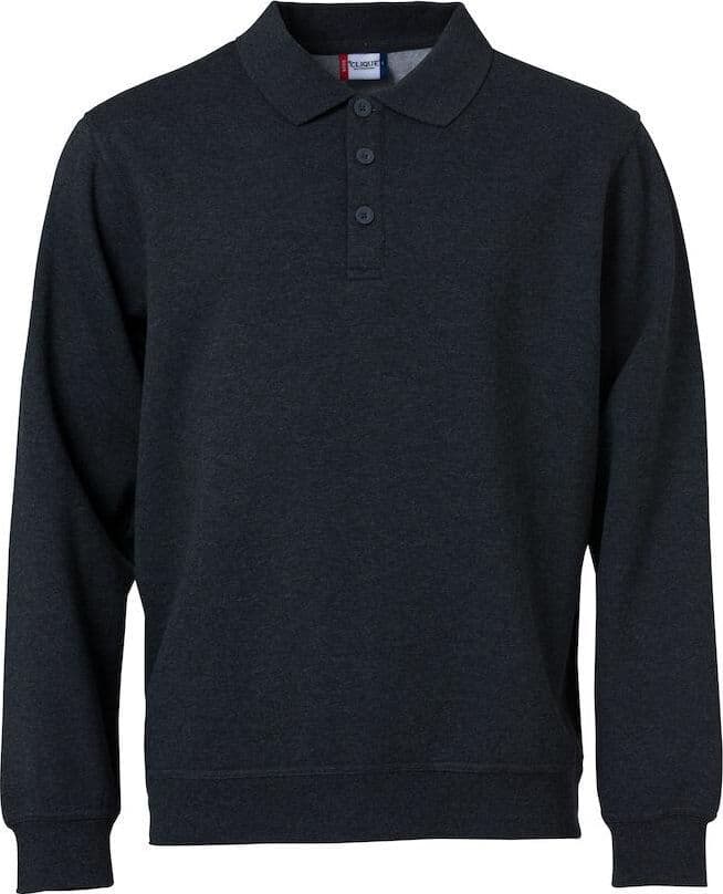 Felpa Basic Polo Antracite Melange Felpa con Colletto Taglie Forti - 2