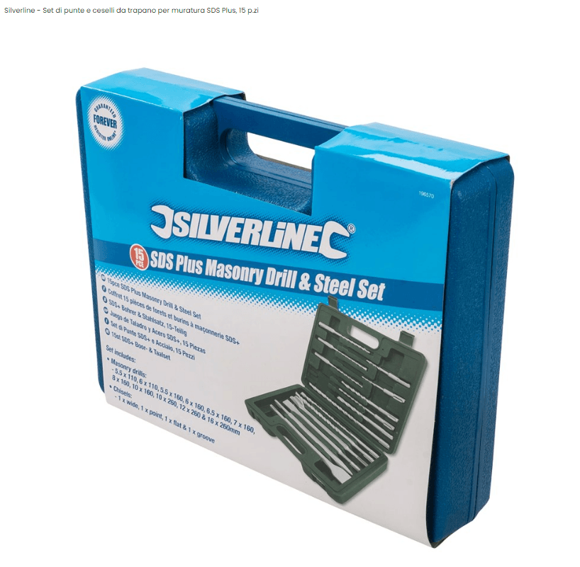 Set di punte e ceselli da trapano per muratura SDS Plus Silverline Silverline