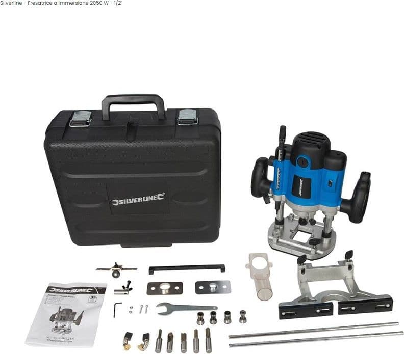 Fresatrice Pantografo lavoro legno Silverline 2050W 1/2" 1/4"  8-10-12mm Silverline