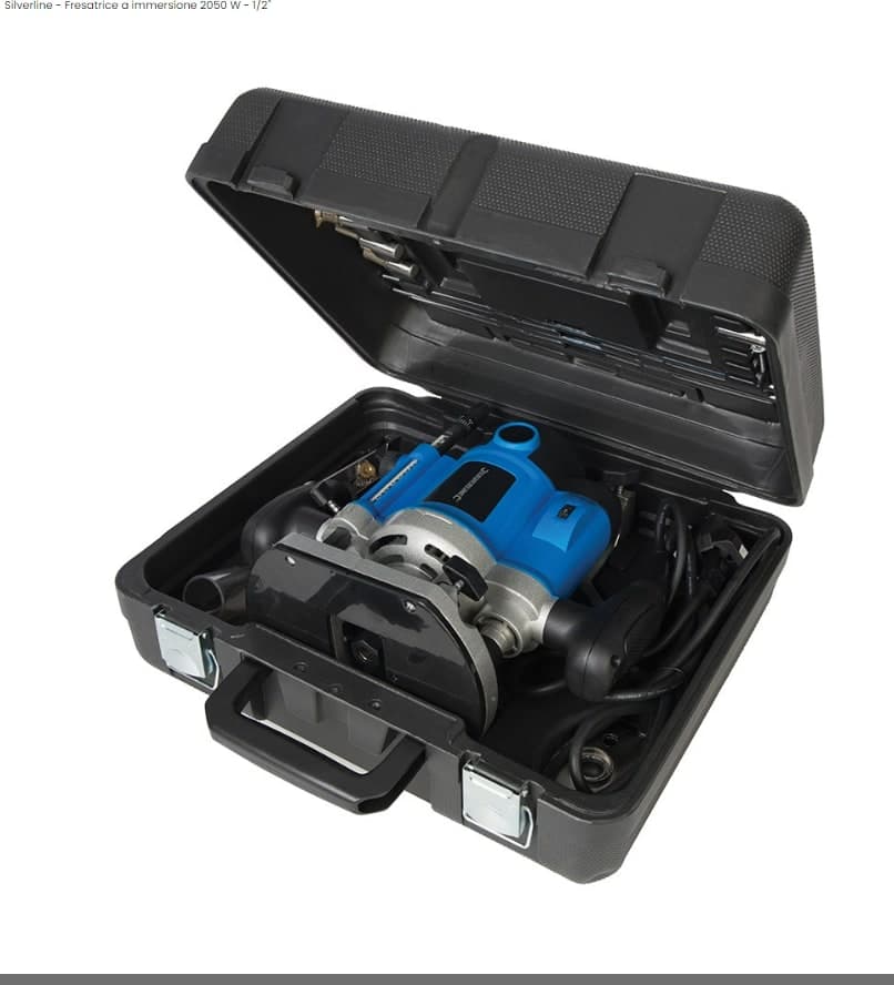 Fresatrice Pantografo lavoro legno Silverline 2050W 1/2" 1/4"  8-10-12mm Silverline