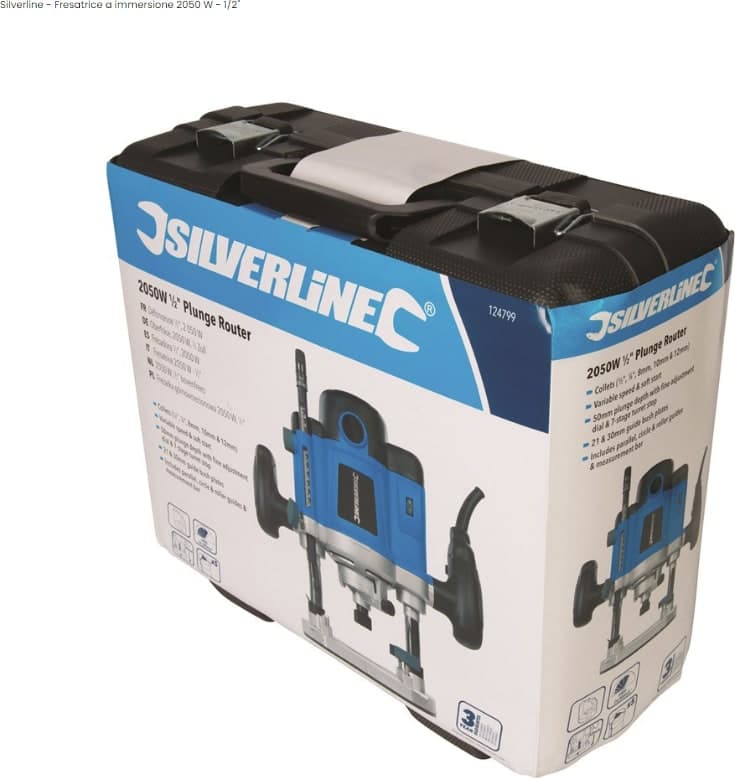 Fresatrice Pantografo lavoro legno Silverline 2050W 1/2" 1/4"  8-10-12mm Silverline