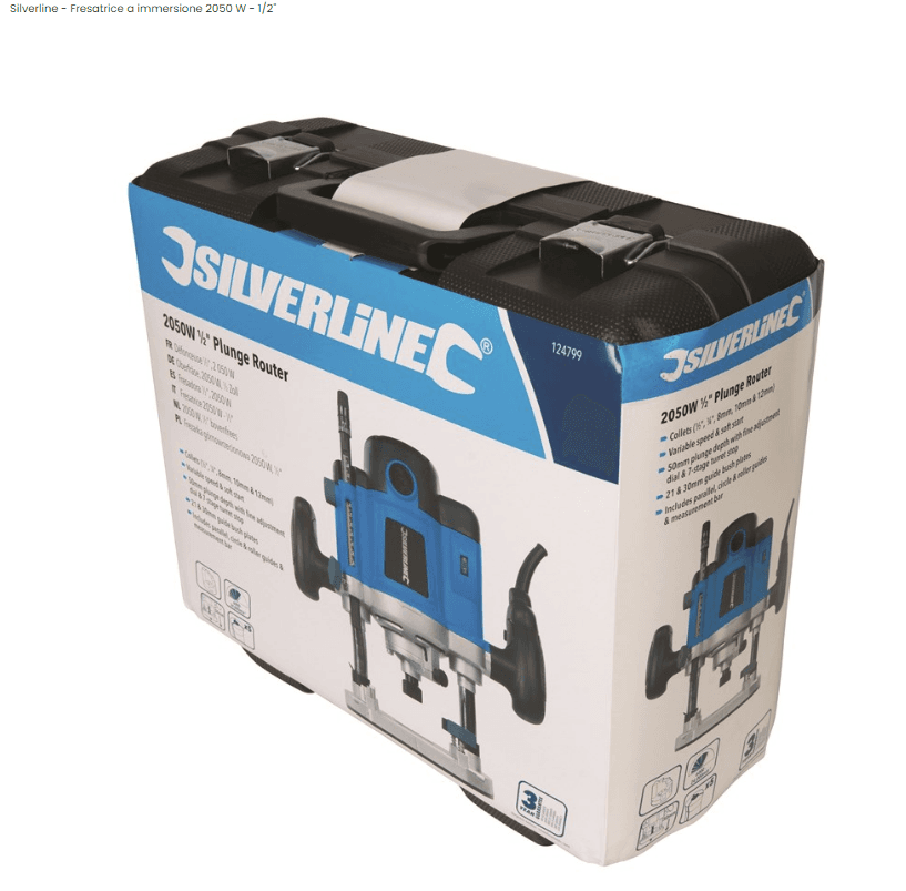 Fresatrice Pantografo lavoro legno Silverline 2050W 1/2" 1/4"  8-10-12mm Silverline