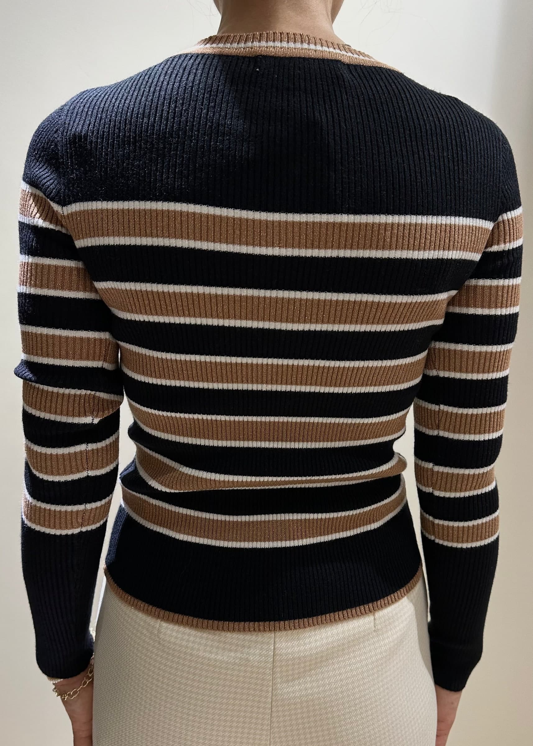 Pullover girocollo marrone nero - 4