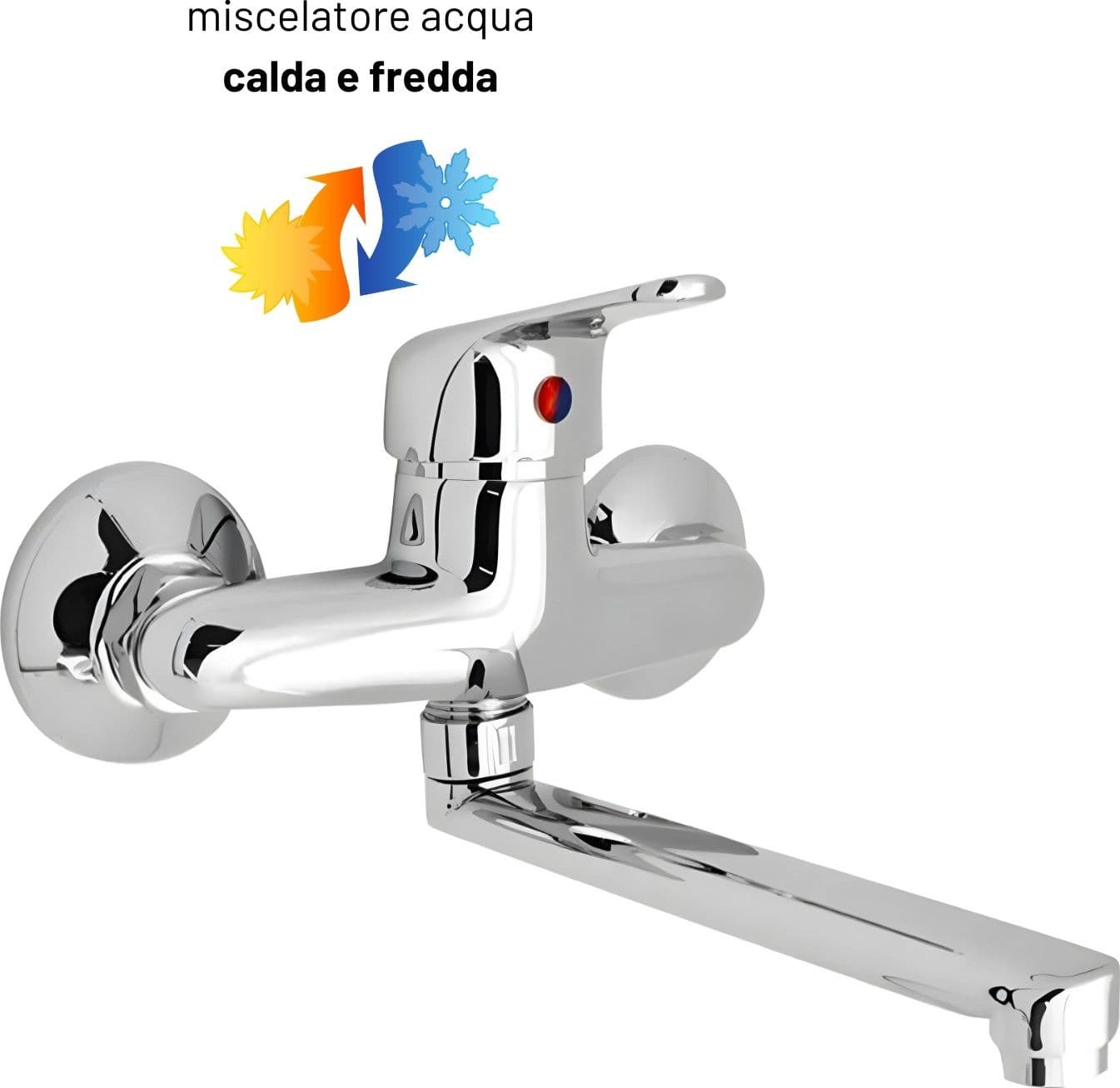 Miscelatore A Muro in Ottone Lavello Cucina con 2 Canne Erogazione Orientabile - 5