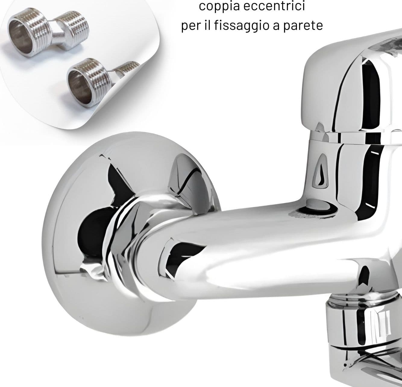 Miscelatore A Muro in Ottone Lavello Cucina con 2 Canne Erogazione Orientabile - 6