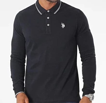 Polo manica lunga blu - 7
