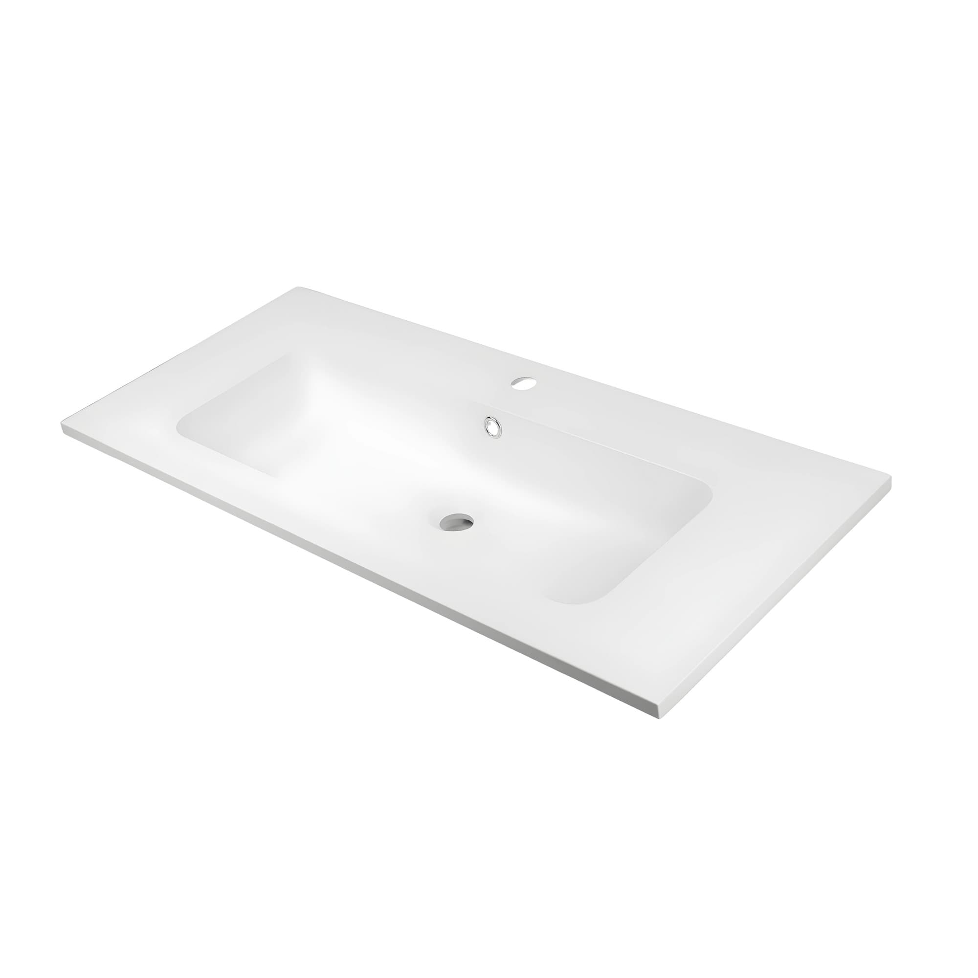 Lavabo ad Incasso Mineral Marmo Colore Bianco Opaco Mobile composizione bagno - 29