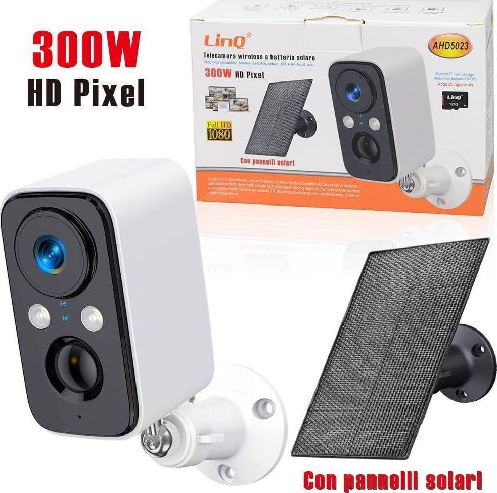 TELECAMERA WIRELESS RICARICABILE SOLARE 300W HD PIXELS AHD5023 SICUREZZA ESTERNO - 2