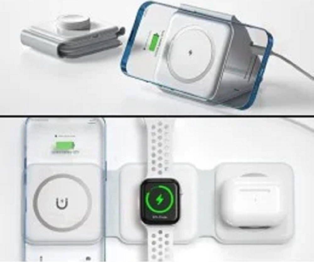 CARICABATTERIE WIRELESS MAGNETICO 15W 3IN1 QI SMARTPHONE AIRPODS SMARTWATCH C3546 - 3