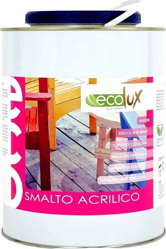 Ecolux Smalto Ecologico Lucido Acrilico ad Acqua Inodore per Interno ed Esterno - 46