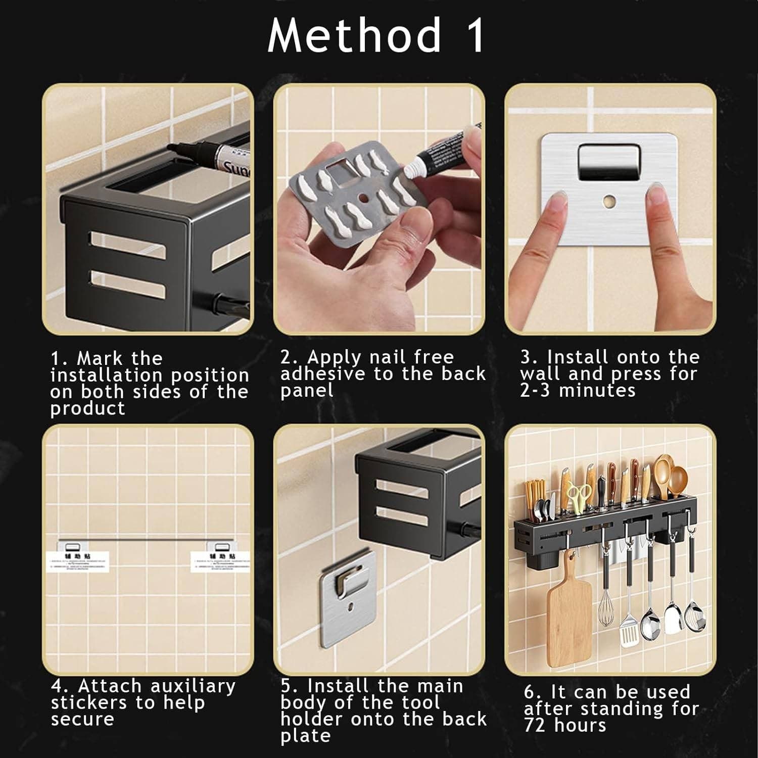 PORTACOLTELLI DA PARETE MULTIFUNZIONE PORTAUTENSILI OGGETTI DA CUCINA ORGANIZER - 12