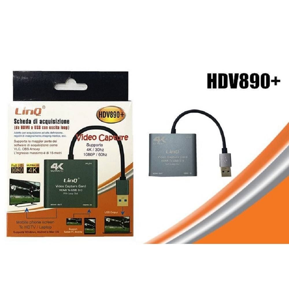 CAVO SCHEDA DI ACQUISIZIONE VIDEO DA HDMI A USB ULTRA HD 4K FULL HD 1080P HDV890+ - 6