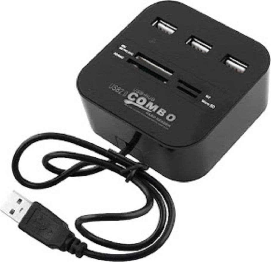 LETTORE SCHEDE MEMORY CARD READER COMBO HUB 3 PORTE USB 2.0 MS M2 SD TF IT-H599 - 2