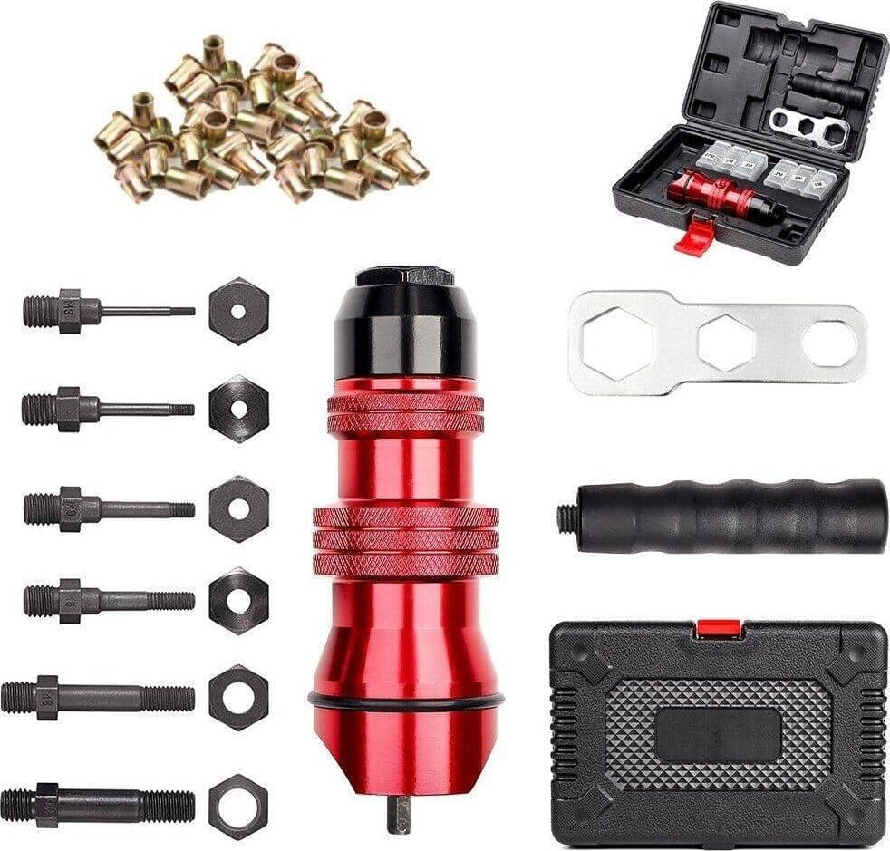KIT CONVERSIONE DA TRAPANO A RIVETTATRICE INSERTI RIVETTI FILETTATI M3-M10 07445 - 6