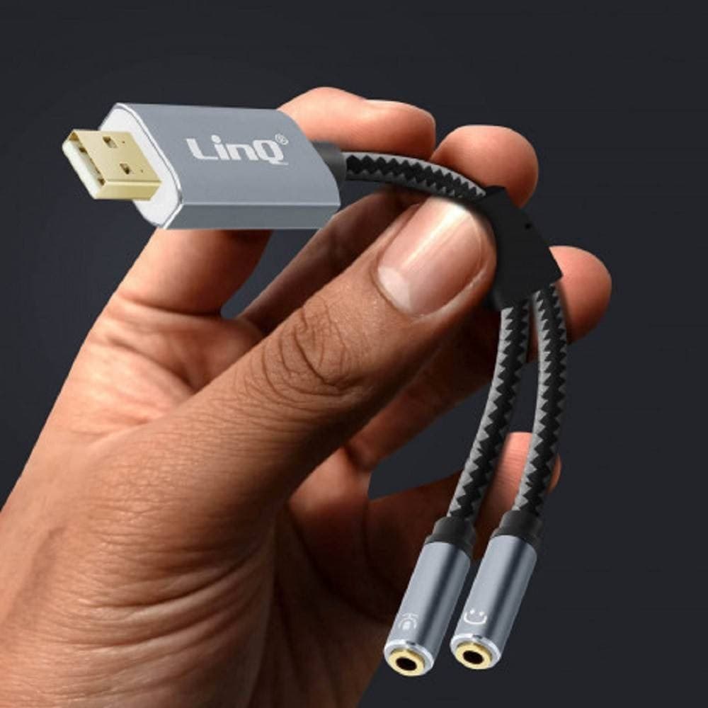 ADATTATORE AUDIO USB MASCHIO A 2 JACK AUX 3.5MM FEMMINA MICROFONO CAVO 30CM U3532 - 4
