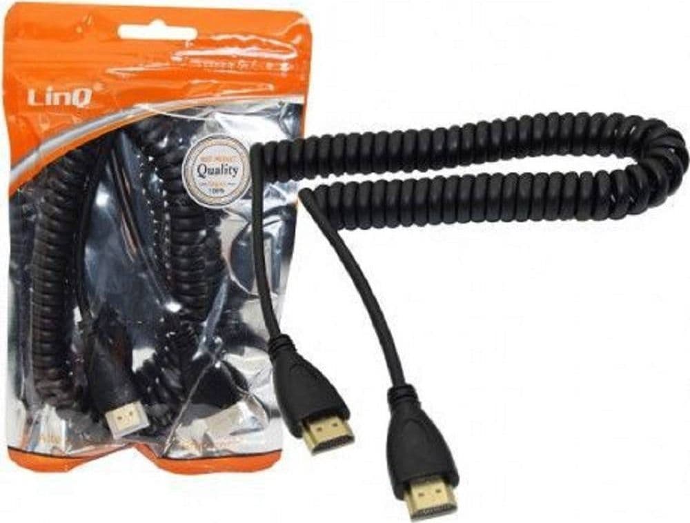 CAVO ADATTATORE A SPIRALE MOLLA DA HDMI MASCHIO A HDMI MASCHIO 2 METRI HD-M4520
