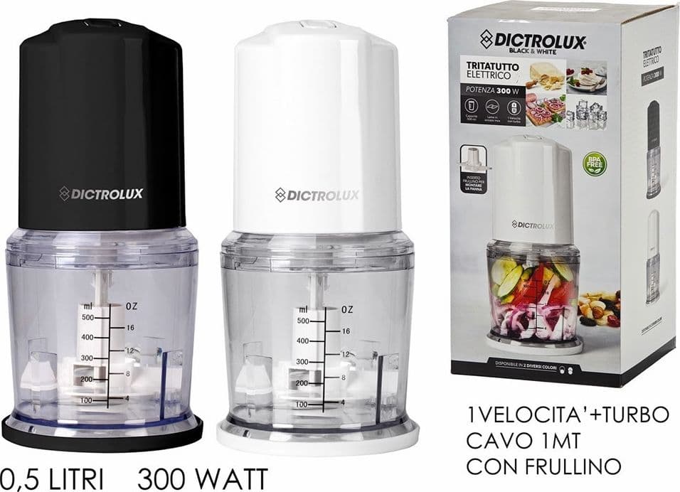 TRITATUTTO FRULLATORE ELETTRICO DA CUCINA TRITA TUTTO MINI ROBOT DA CUCINA 500ML - 3