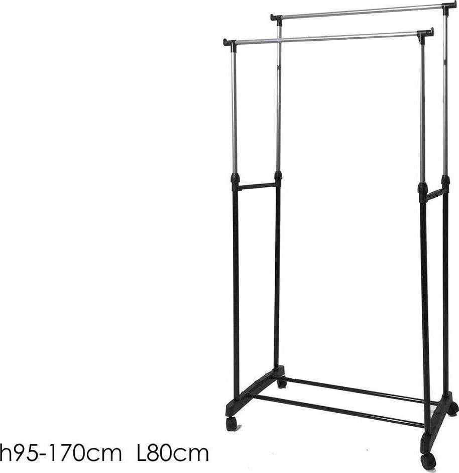 STAND APPENDIABITI ALLUNGABILE IN ACCIAIO TELESCOPICO RUOTE DOPPIO L80XH95-170CM - 4