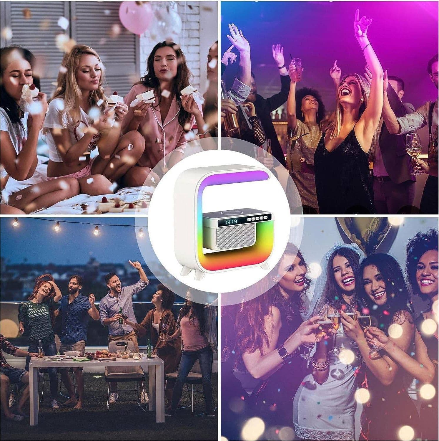 LAMPADA LED RGB CON RICARICA WIR INDUZIONE SPEACKER CASSA A FORMA DI G QUADRATA - 7